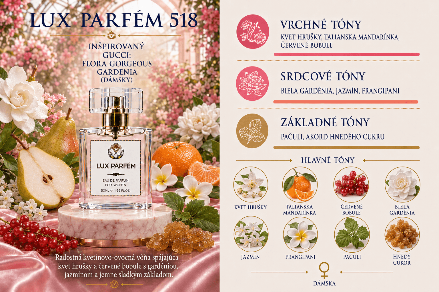Lux Parfém 518 – Inšpirovaný Gucci: Flora Gorgeous Gardenia
